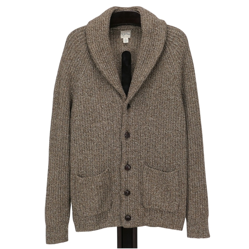 J.Crew Mens Large Rugged Merino Wool Stretch Shawl Cardigan Knit Sweater
